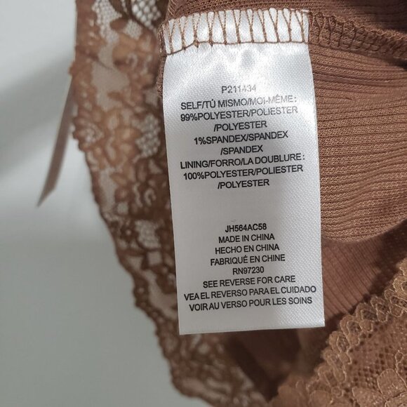 NWT Forever 21 Almost Famous Lace Trim Padded Cami in Cocoa Brown - Size Large - Picture 8 of 8